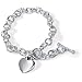 Sterling Silver Heart Charm Toggle Bracelet