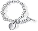 Sterling Silver Heart Charm Toggle Bracelet title=