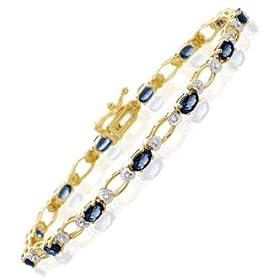 BEAUTIFUL OVAL SAPPHIRE & DIAMOND 14K BRACELETS 4.16 CTS by 