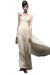 One Shoulder Applique Beaded Crystals Crystal Lace Chiffon/Taffeta/Tulle Prom Dress 