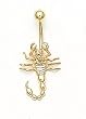 14k Yellow Scorpio Belly Ring - JewelryWeb