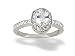 14K White Gold Genuine Oval White Topaz and Diamond Couture Ring