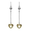 Dual Tone Heart Shaped Silver Dangle Earrings