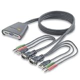 2 Port Keyboard/Video/Mouse (KVM) Switch with Built In Audio/USB Cabling (BLKF1DL102U)
