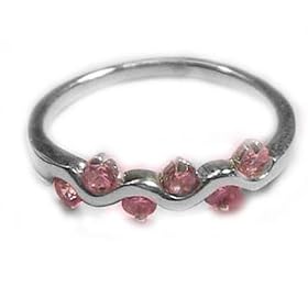 Sterling Silver Multi-stone Pink CZ Ring Size 6 thumbnail