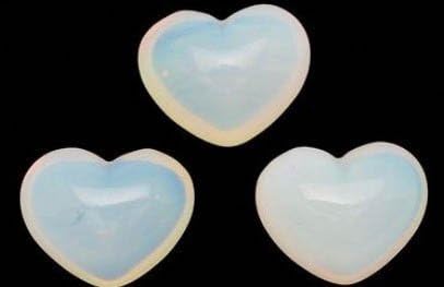 3 Aaa Beautiful Opalite Gemstone Puffy Hearts Each Organza Pouch
