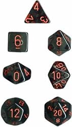 Chessex Dice: Polyhedral 7-Die Translucent Dice Set - Smoke with Red