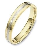 Traditional Style 4mm 14 Karat Yellow Gold & Titanium Wedding Band Ring