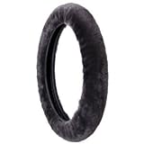 31JFkoGlzkL. SL160  Zone Tech Sheepskin Fur Leather Steering Wheel Cover Black