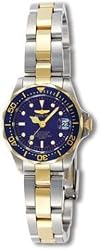 Invicta Women's Professional Diver GQ Blue Dial 2-Tone Magnified Date Quartz Watch 8942