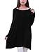 Allegra K Ladies Round Neck Long Dolman Sleeve Stretchy Loose Casual Blouse Large / US 14 Black