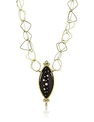 Julieli "Eco" Ebony 18k Gold Chain and Pure Silver with Diamond Pendant Necklace