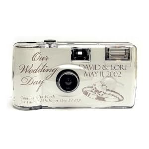 10 Pack Personalized Silver Ring Wedding Cameras - Matching Table Cards Included - 27 Exposures -... by