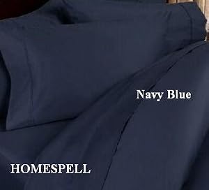 Homespell Egyptian Cotton 3 - Pc Duvet Cover 1000tc Solid Sateen Navy Blue Full