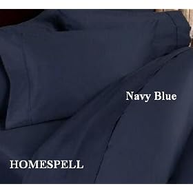 Homespell Egyptian Cotton 3 - Pc Duvet Cover 500TC Solid Sateen Navy Blue (Full).
