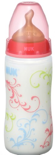 Nuk プレミアムチョイスほ乳びん(ポリプロピレン製) 300ml/天然ゴムニップル/リーフレッド FDNK0040208