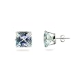 Sterling Silver Square Diamond Cubic Zirconia Stud Earrings