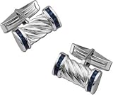 Men's Sterling Silver and Sapphire Cuff Links