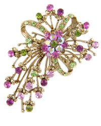 Green & Pink Swarovski Crystal Splash Brooch