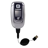 Retractable USB Cable for the Samsung SGH-E360 with Power Hot Sync and Charge capabilities - uses Gomadic TipExchange Technology