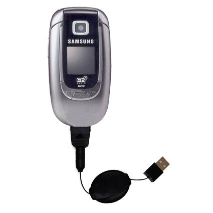Retractable USB Cable for the Samsung SGH-E360 with Power Hot Sync and Charge capabilities - uses Gomadic TipExchange Technology