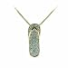 Vermeil (24K Gold Over Sterling Silver) and Silver Two Tone Simulated CZ Flip Flop Sandal Pendant