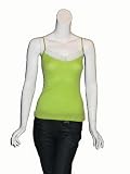WOO Ribbed Lace Cami in Kiwi Green