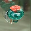 Teal Blue Crackle Glass Window Mounted Hummingbird Feeder