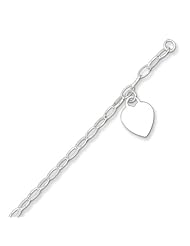 Sterling Silver Baby Bracelet w/Dangling Flat Heart