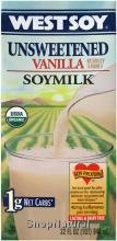 Soymilk, Vanilla, Unsweetened, Organic, 32 oz. by Westsoy Soy Beverages