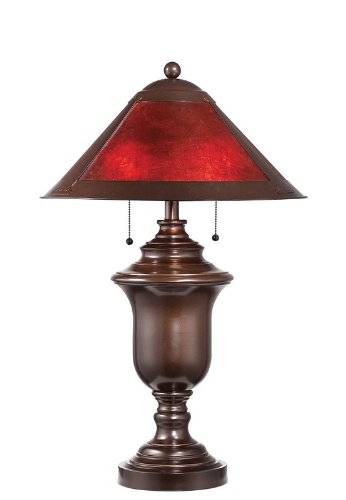 Metal Table Lamp with Mica Shade in Dark Bronze Finish