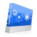 Retro Flowers Blue Design Nintendo Wii Body Protector Skin Decal Sticker