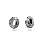 Eve's Addiction Sterling Silver Pave CZ Reversible Huggy Earrings