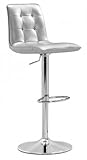 Zuo Modern Furniture Design Oxygen Barstool Silver Leatherette 301353