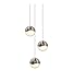 Sonneman Lighting Grapes 3-Light LED Satin Nickel Round Canopy Pendant, White Glass with All Large Grapes