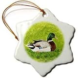 Mallard Duck Painting - 3 Inch Snowflake Porcelain Ornament