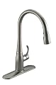 KOHLER K-596-VS Simplice Single-Hole Pull-down Kitchen Faucet, Vibrant Stainless