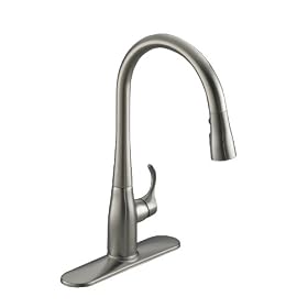 KOHLER K-596-VS Simplice Single-Hole Pull-down Kitchen Faucet, Vibrant Stainless