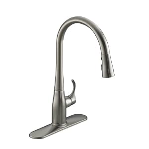 KOHLER K-596-VS Simplice Single-Hole Pull-down Kitchen Faucet, Vibrant Stainless