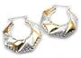 Large Sterling Silver Two Tone Twisted Gold Earrings