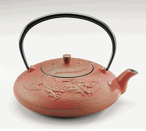 Japanese Cast Iron Teapot /Dragon Red Japanese Cast Iron Teapot /Dragon Red