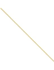 14k Yellow Gold 9in 1mm Solid D/C Spiga Anklet Chain. Metal Wt- 1.25g
