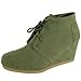 Nature Breeze Willow-01 Women's Black Lace Up Faux Leather Ankle Wedge Boots