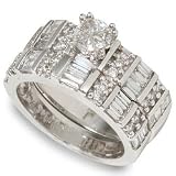 1 1/2ctw Round and Baguette Bridal Set
