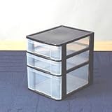 Shallow 3 Drawer Chest (Black) (13h x 10w x 12.75d)