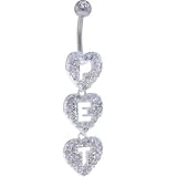 PENTHOUSE Sterling Silver Hollow Heart PET Dangle Belly Ring