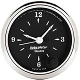 Autometer (1785) Old Tyme Black Series Clock Gauges - (2-1/16) Clock, 12 Volt Electric