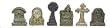 Dollhouse Miniature Set of 6 Aged Resin Tombstones