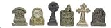 Dollhouse Miniature Set of 6 Aged Resin Tombstones