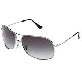 Ray-Ban 3267 Square Aviator Sunglasses,Silver Frame/Gradient Smoke Lens,64 mm
